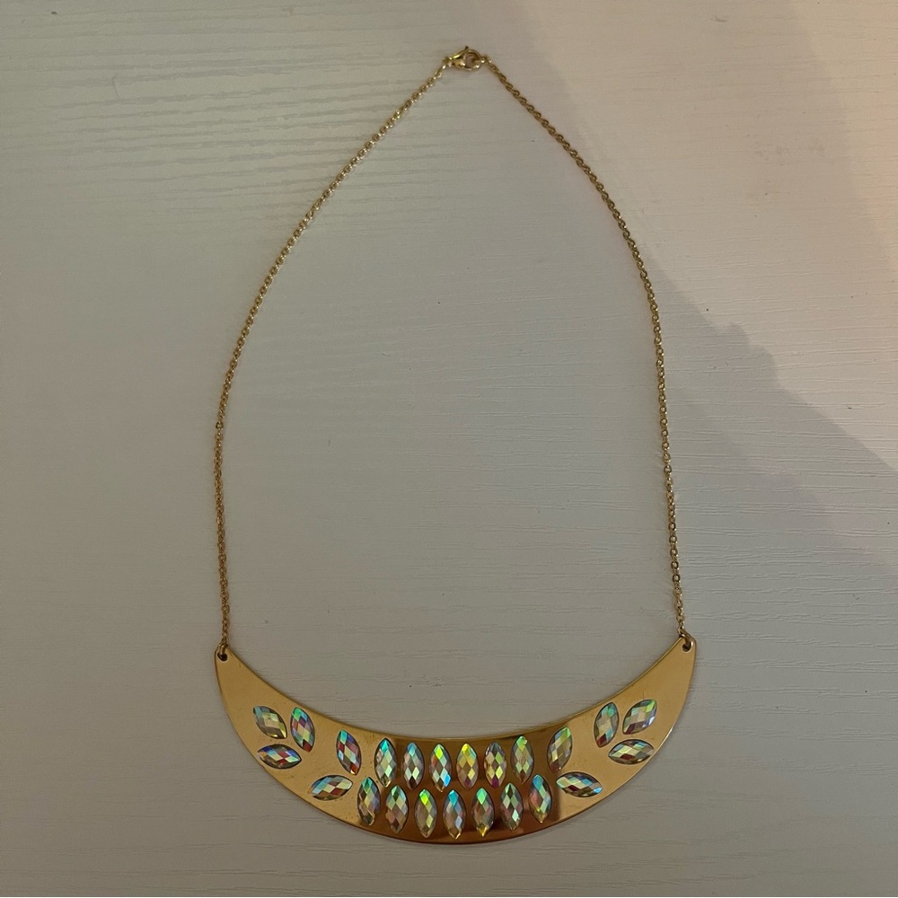 Gold Crescent Statement Necklace